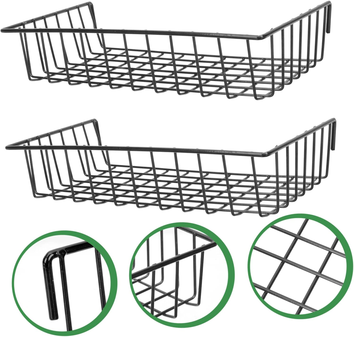 2pcs Wall Grid Baskets Kit Hanging Wall Organizer for Grid Panels for Plants Crafts and Ornaments Easy to Install Storage for Home and Office