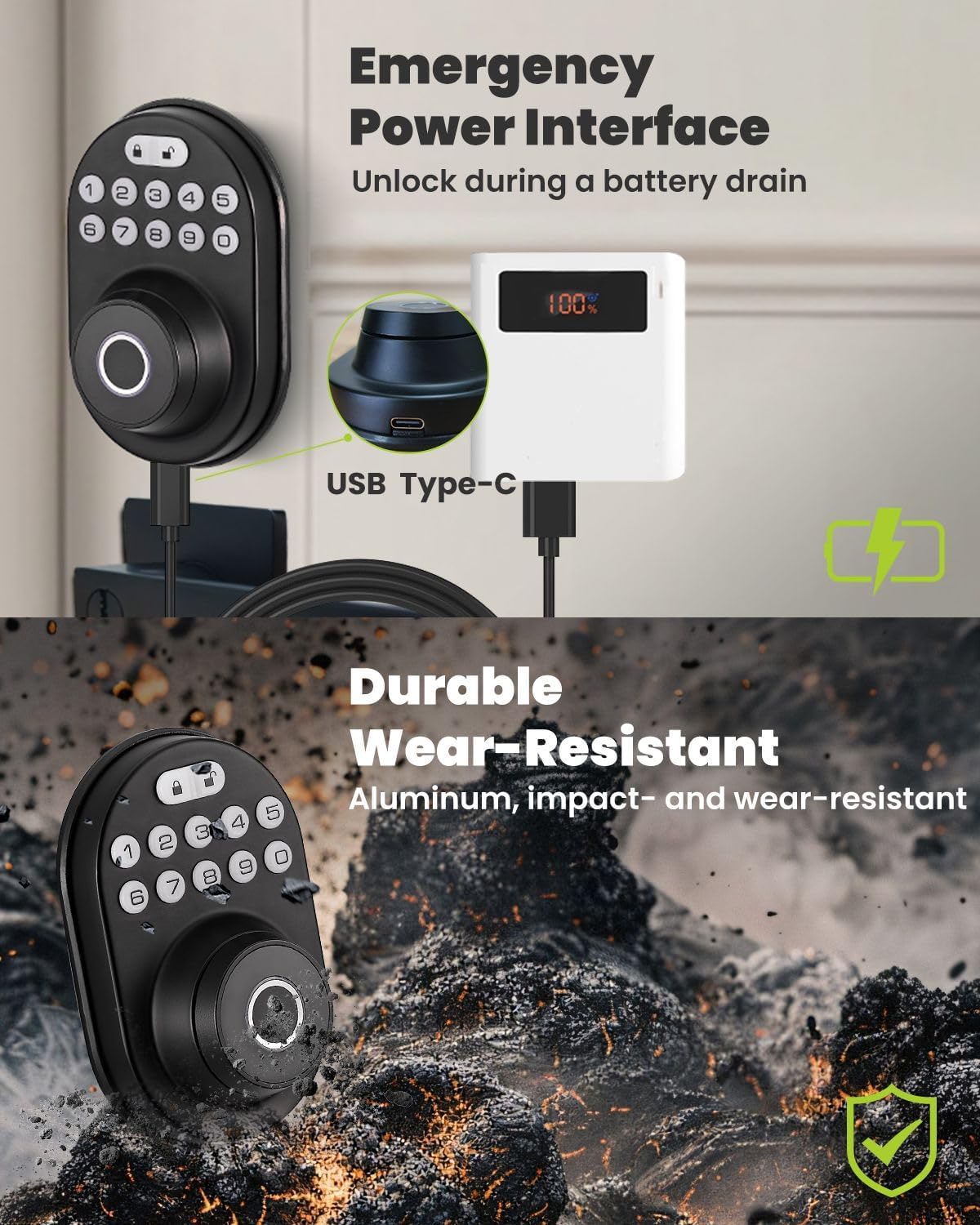 MENDOCK UF03 Smart Lock hidden keyhole