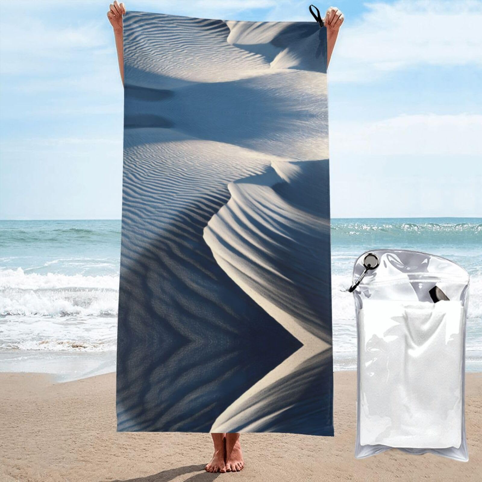 ESNAIUVCD Sand Dune Ripples Print Beach Towel, Microfibre Sauna Towel, Quick-Drying Fitness Towel, Lightweight And Thin Portable Sauna Towel