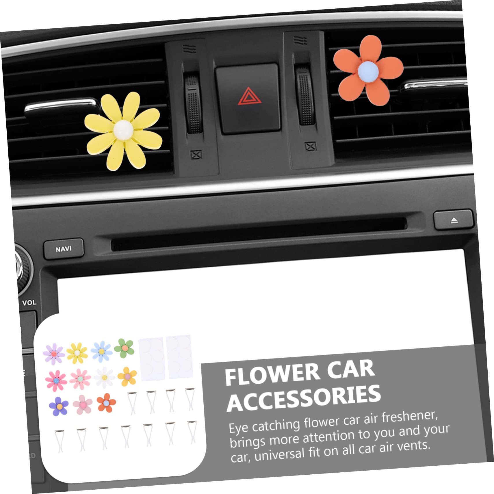 GLEAVI 33pezzi Clip Decorativa Per Auto Con Fiorper Diffusore Aromatico Accessori Per Interni Auto Compatibile Con Tutti Modelli Di Venti Aria Design Unico Per Atmosfera e Vivace