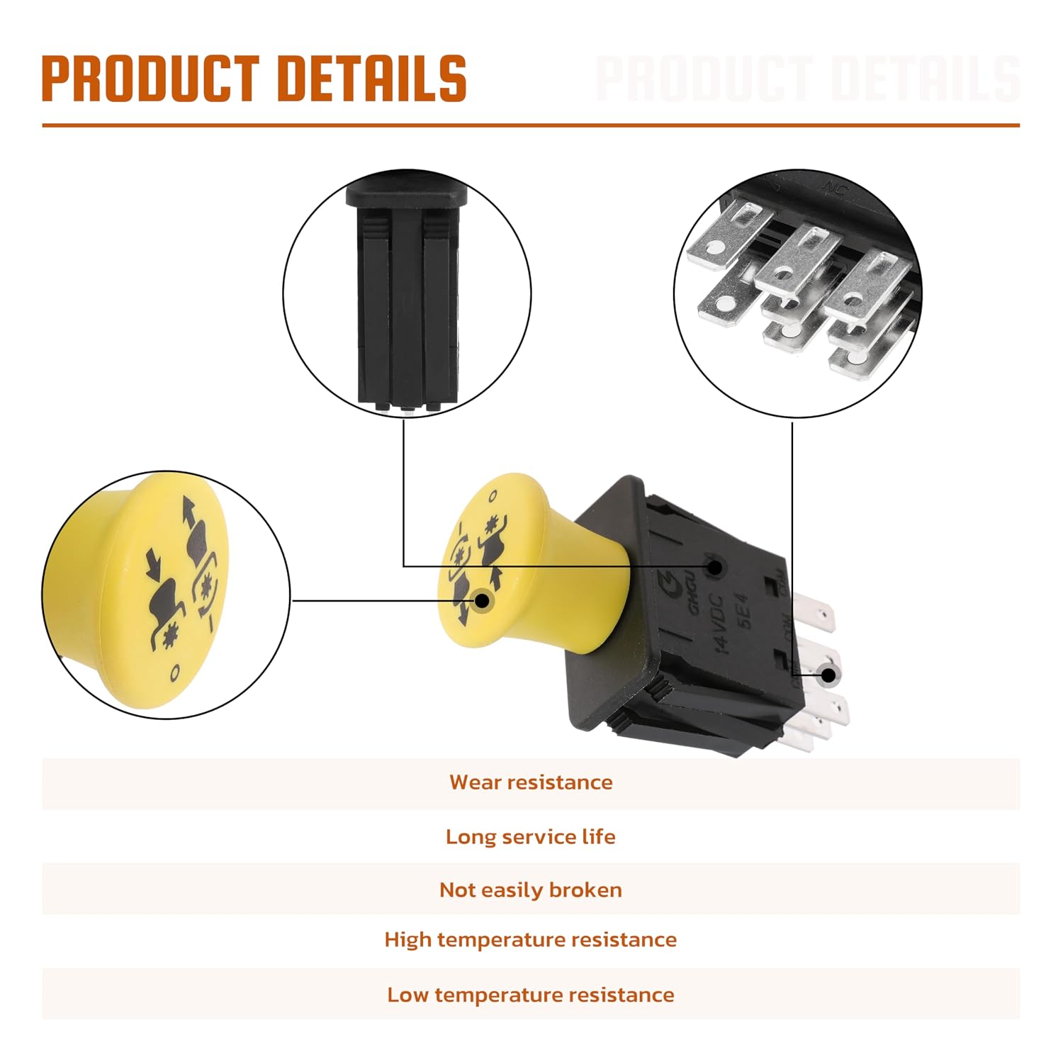 Clutch PTO Switch 8 Terminals for Delta for Bobcat for Exmark for Grasshopper for Scag for EverRide for ZTR for Toro for Everride Compatible with 183925 136574 13248 1-633673 6201-342 103-5221, 5 AMP