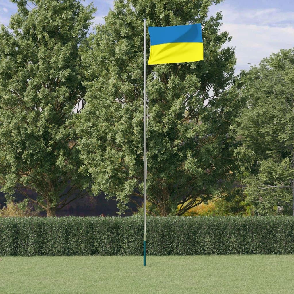 Set di bandierine dell'Ucraina da 6,23 m in alluminio, con manicotto e accessori per giardino ed eventi