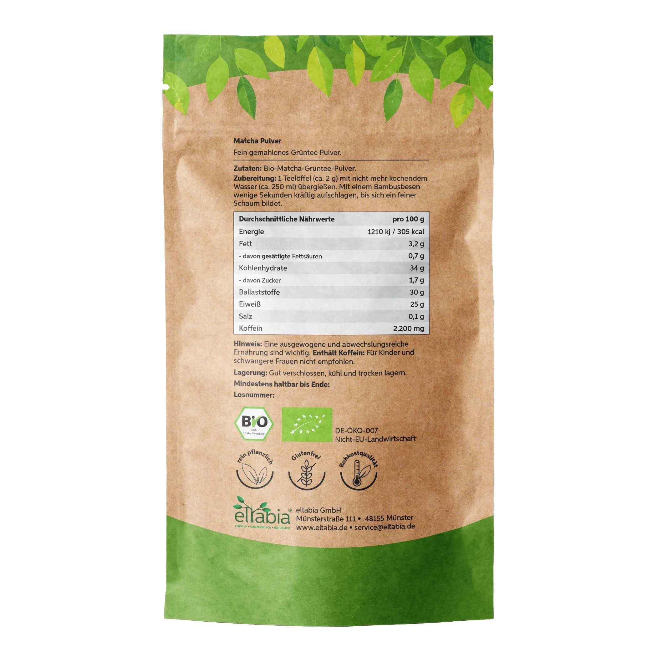 Bio Matcha Pulver Tee 1kg | Premium Matchapulver | 100% rein ohne Zusatzstoffe | Der König unter den Grüntees
