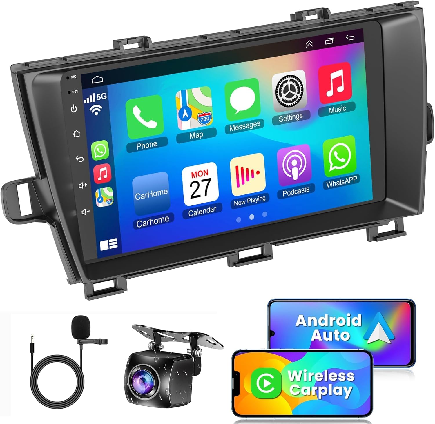 Photo 1 of (4G RAM+64G ROM) Car Radio for Toyota Prius 2010-2015,9 Inch Prius Stereo Support Carplay/Android Auto,GPS Navigation& Bluetooth,Backup Camera & SWC