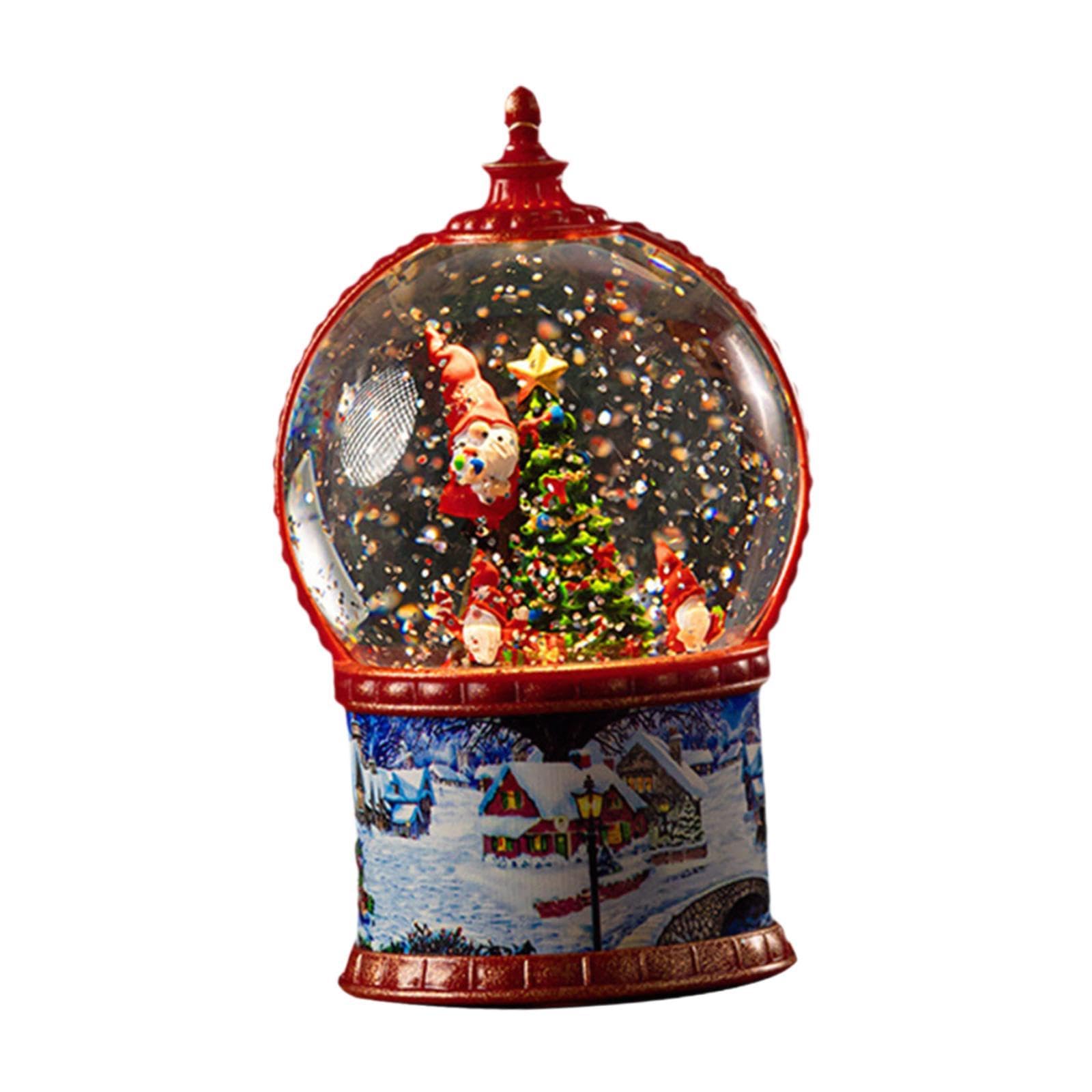 Bola de Nieve Navideña Globo Musical con Luz y Decoración de Resina con Efecto de Nieve Automática Adecuada para Regalo Adorno Interior Escenario de, Papá Noel, Individual