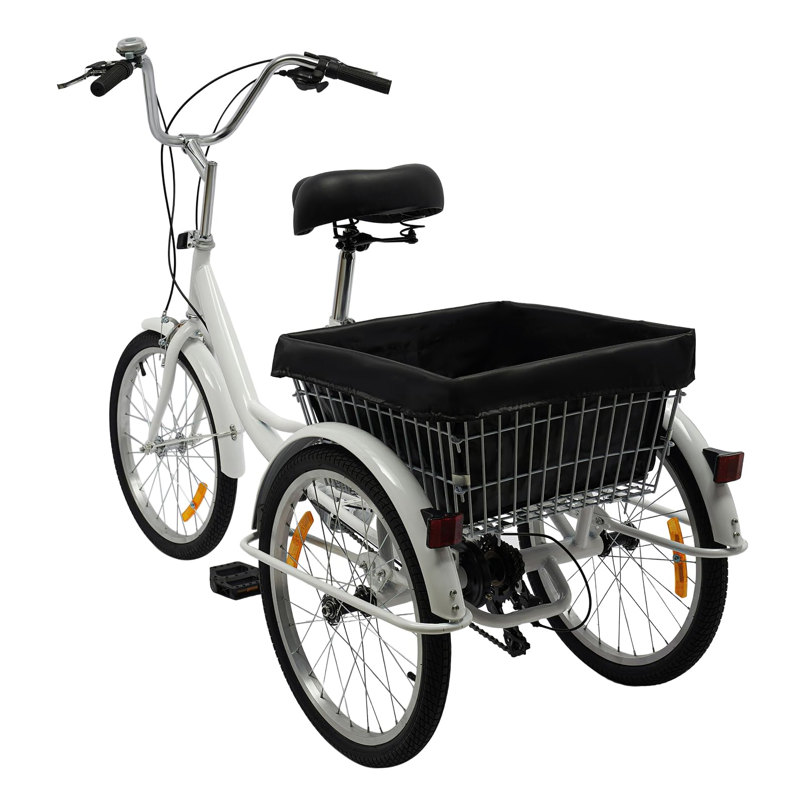 Tricycle Adulte Senior, à 8 Vitesses, Avec Panier Et Lampe, Cadre Haut En Acier Carbone, Pour Voyage, 50,8 à 60,9 Cm (noir, 50,8 Cm