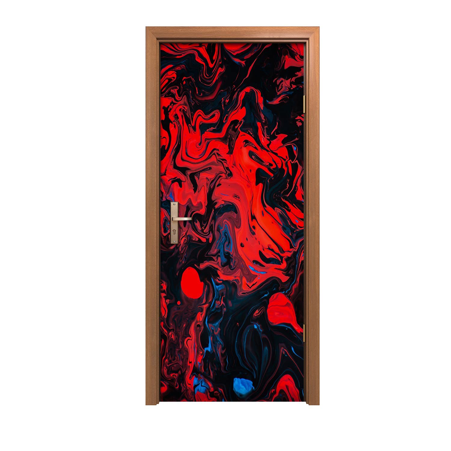 Autocollant de porte 90x200cm Coloray pour décoration murale avec motif d'abstraction rouge