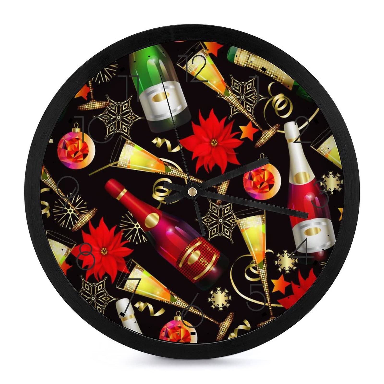 Horloge murale cuisine et salon ronde champagne décorative 25.4cm