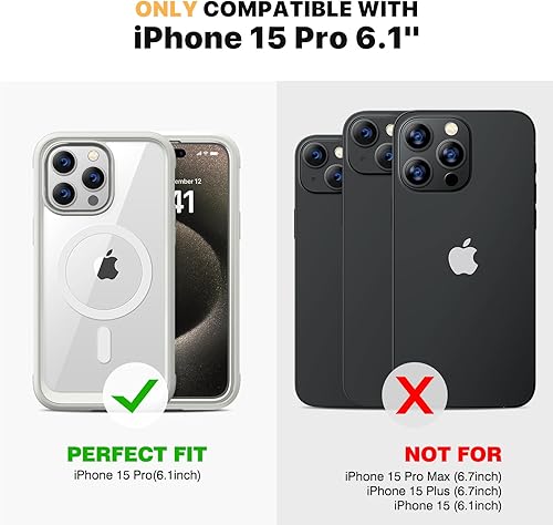 Miniatura 620 de Diaclara - Funda diseñada para iPhone 15 Plus de 6.7 pulgadas, transparente, cuerpo completo, con protector de pantalla, resistente de protección