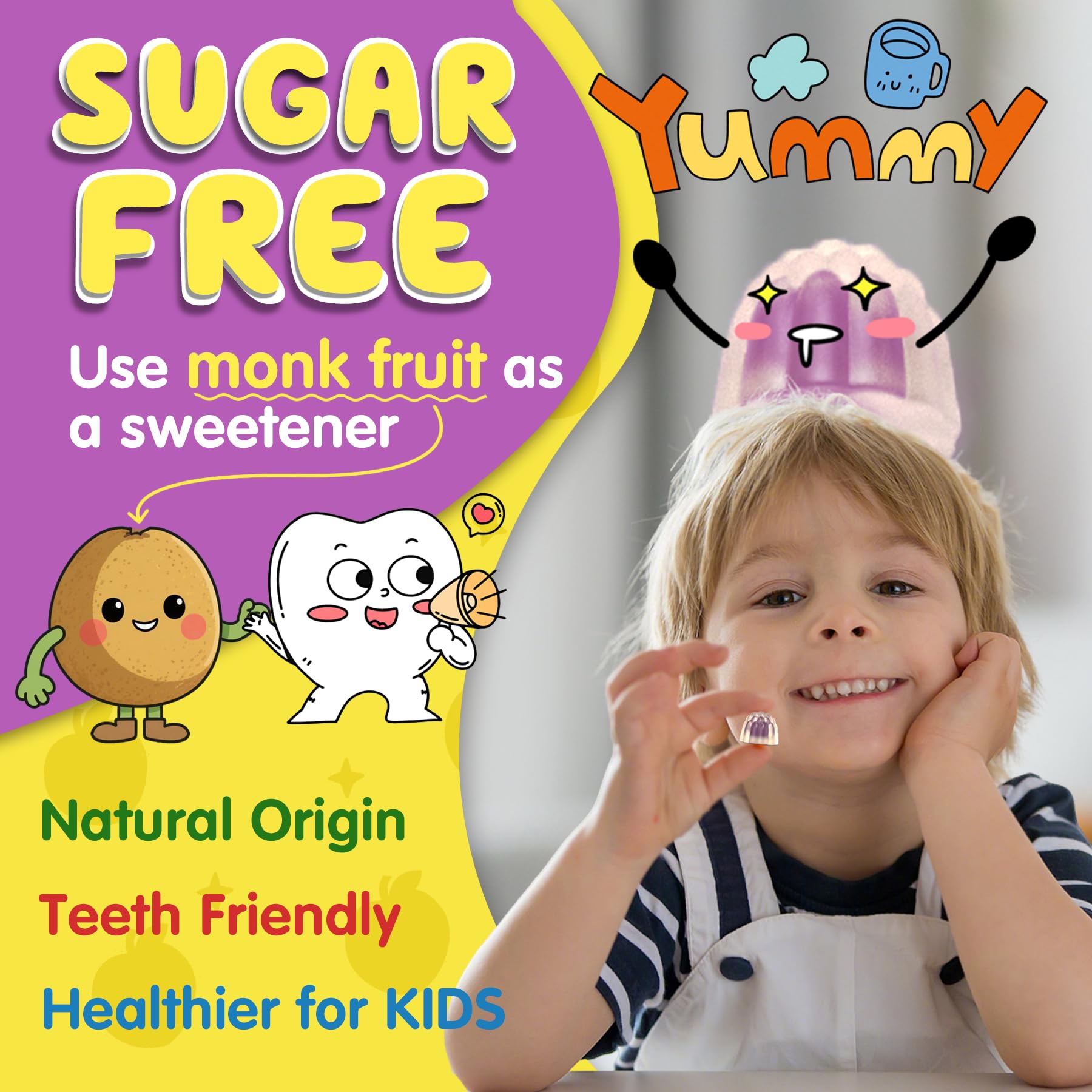 Kids Focus Gummies - Brain Supplements with Vegan Omega 3 DHA, Phosphatidylserine, L-Theanine, L-Tyrosine, Methylated B6 & B12 for Kids & Teen Support Attention, Memory, Nootropic, Sugar Free 60cts — Amazon image 8