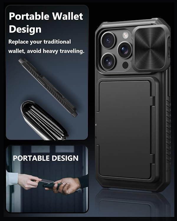 ATATOO for iPhone 15 Pro Case Wallet with Card Holder (3-5 Cards), Black by ATATOO - Used condition - Image 4