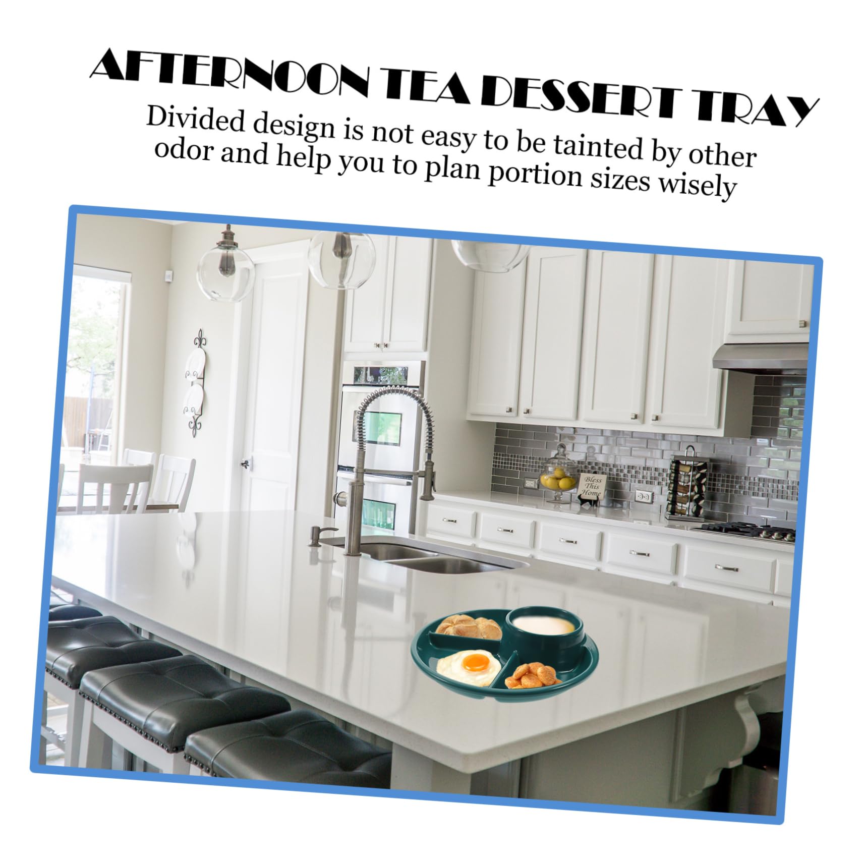 COLLBATH Multi Food Tray Divided Portion Control Plate for Balanced Breakfast Snack Storage for Healthy Eating Smooth Edges for Easy Serving