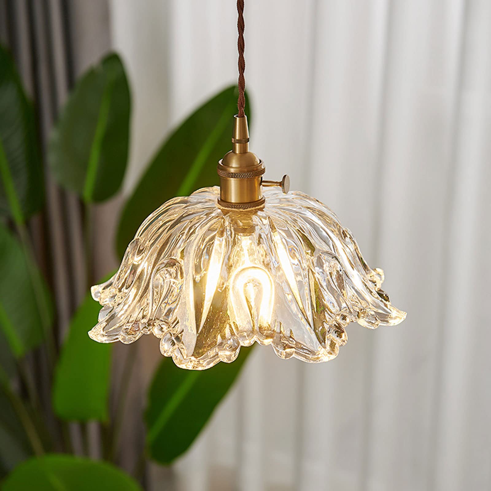 Lustre porche et salle à manger rétro en verre fleur pour ambiance chaleureuse