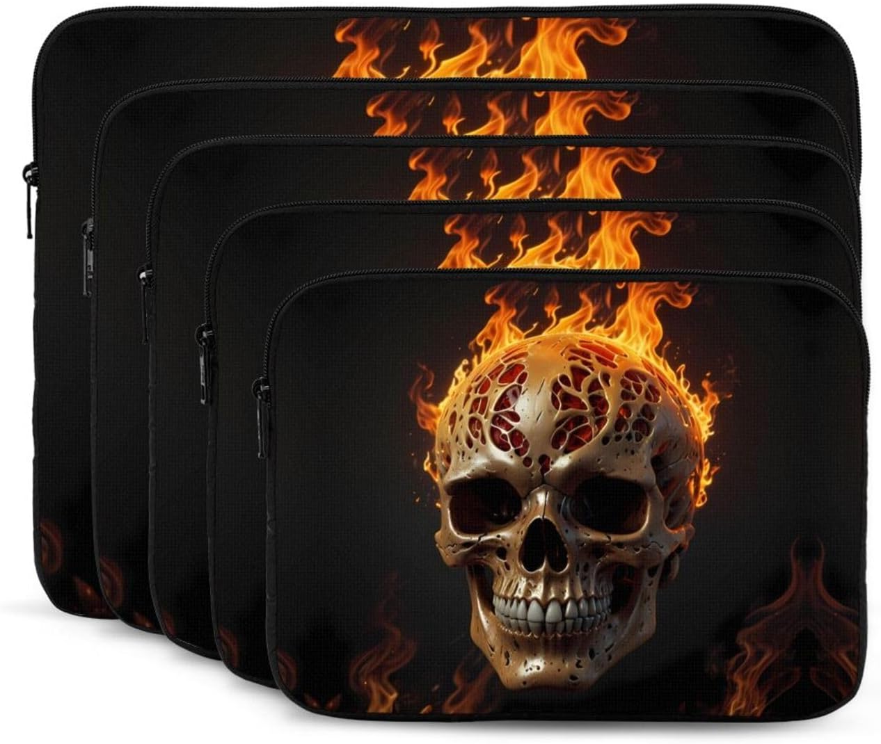 Flame Skull Printed 13 inch Laptop Case, Business/Office Commuter Laptop Case image 2