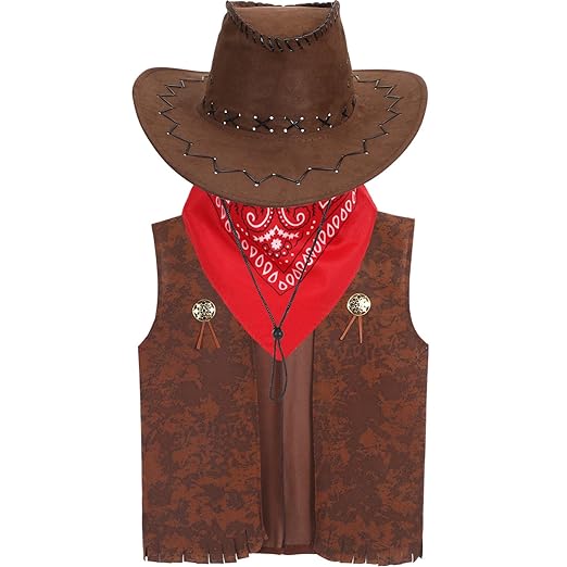 Set Cappello Cowboy E Bandana - Per Feste A Tema, Halloween E Cosplay, In Feltro E Poliestere - Foto 3