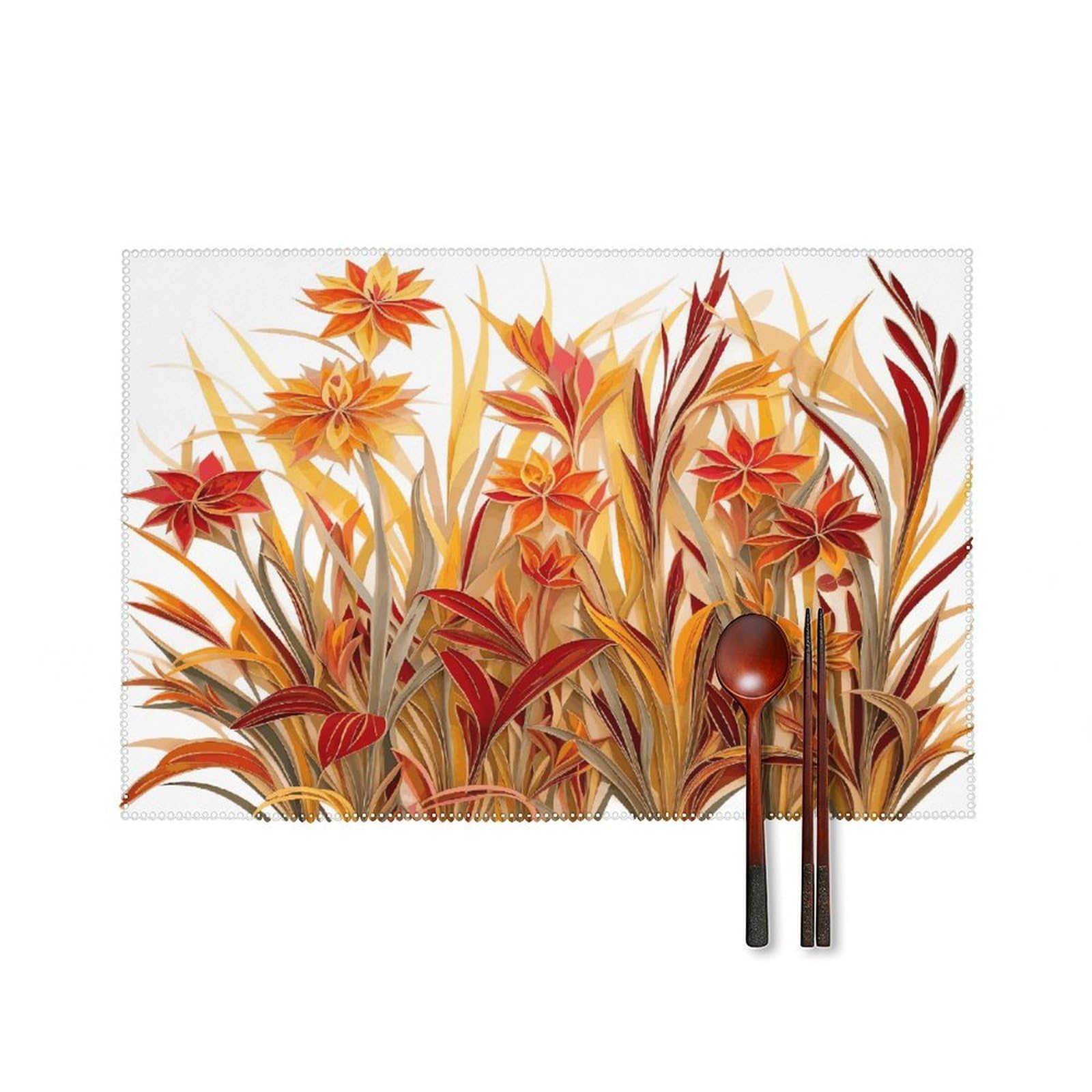 Fekiloot Style Grass Pattern Placemats Set Of 6,Table Mat