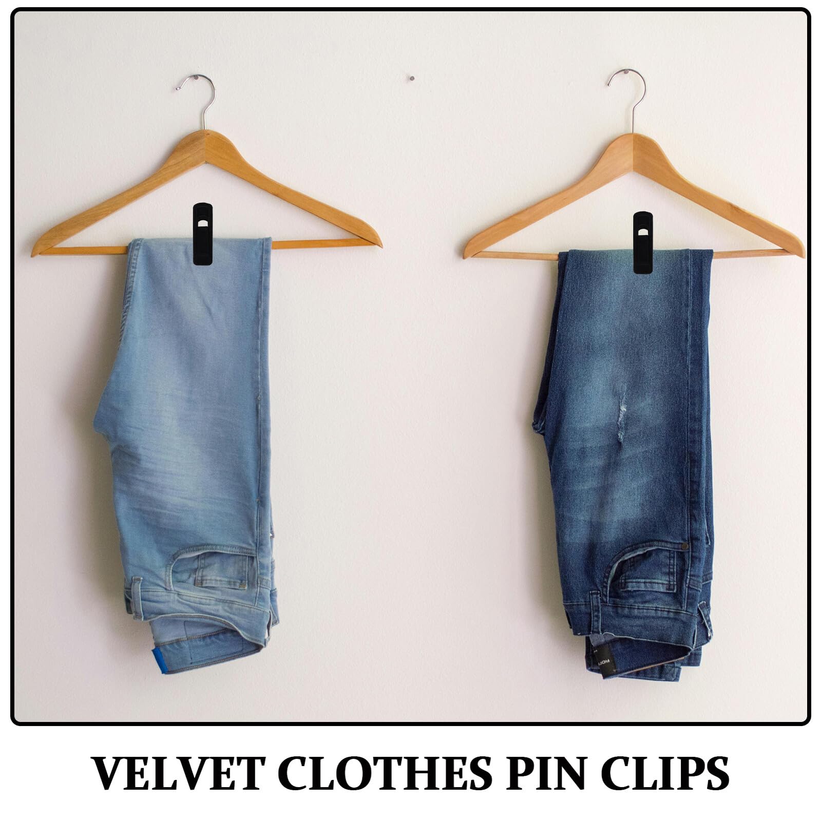 Pinzas para Ropa de Plástico Terciopelo Negro Antideslizantes, Resistentes al Viento, Tamaño Pequeño, Pack de 50 Unidades para Lavandería y Uso Exterior