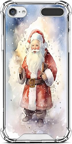Miniatura 2 de SHENCANG BLUE Funda para iPod Touch 567 Clear Bumper con diseño Saint Claus-Art cc106 patrón transparente marco transparente delgado TPU suave a