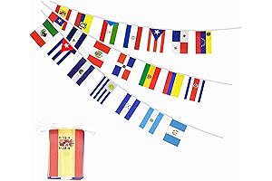 Spanish Speaking 21 Countries String Flags Banner for Heritage Hispanic Month