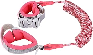 Enlace de Muñeca de Seguridad, Pulsera de Seguridad para Niños de Color Rojo Rosa para Viajes (Rosa roja 6.6 pies (Reflectante con Cerradura))