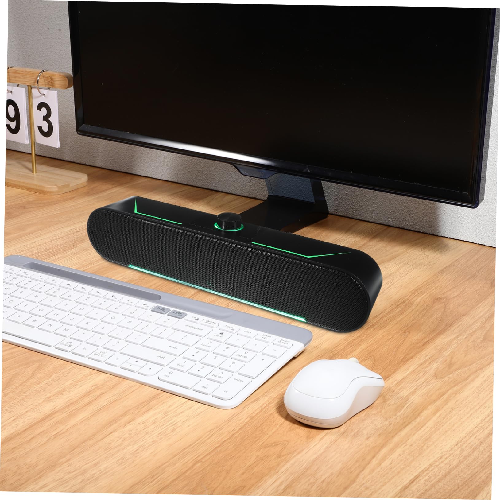 SHINEOFI Soundbar da Tavolo per Smartphone e Tablet, Altoparlante per Computer in Plastica Nera, Design Verticale Compatto Audio Stabile per Casa e Desktop