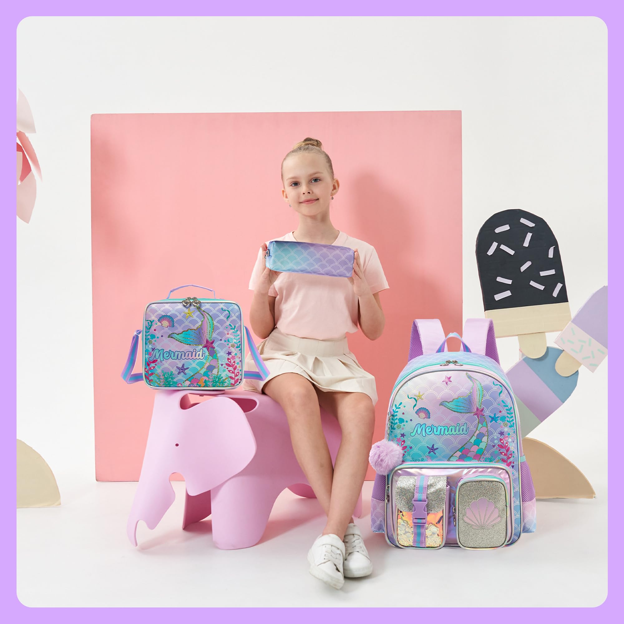 HTgroce Mochila Escolar Trolley Niña,Mochilas Escolares con Ruedas Mochila Escolar Primaria con 6 Ruedas Trolley Multi-Bolsillos Diseño Mochila