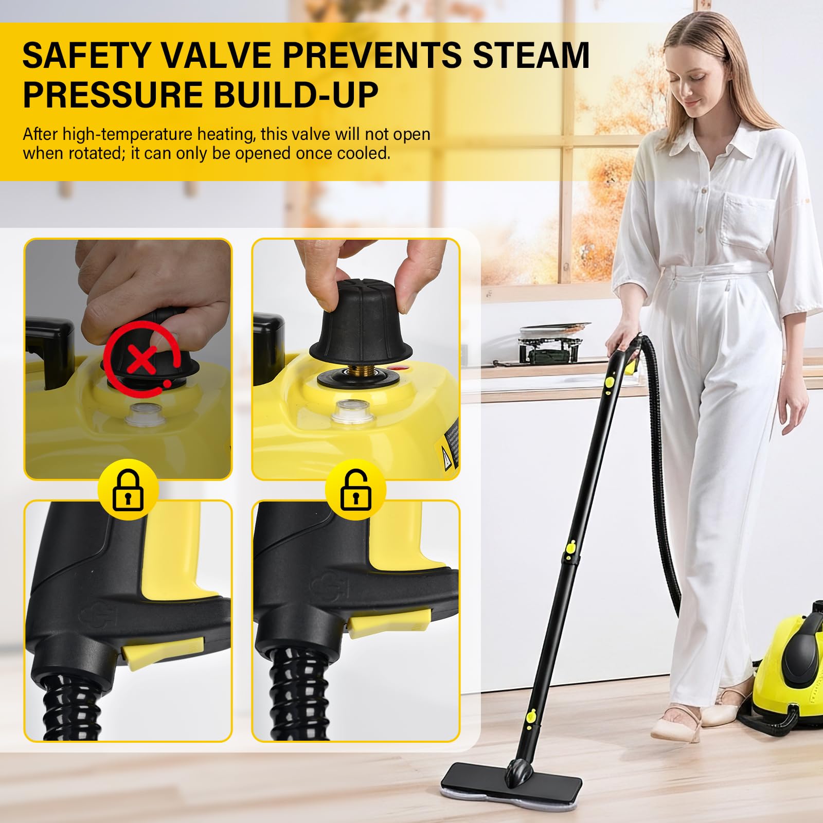 Pulitore a Vapore,Pulitore Vapore Casa 2 L 2000W Pressione del Vapore 5 bar con 23 Accessori Vaporetto per Igienizzare Pavimento,Divani,Mobili,Auto
