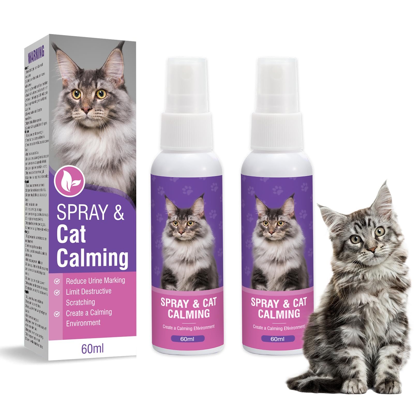 60ml*2 Piezas Relajante para Feromonas Tranquilizante Antiestres Anti Estres Cambios Marcaje Orina Conflictos