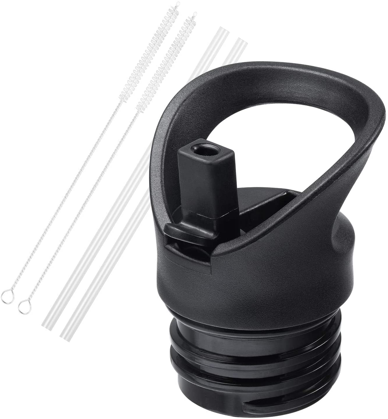 Straw Lid for Hydro Flask Standard Mouth Water Bottle, Lid with Straws and Flexible Handle fits Hydroflask Standard Mouth 12-64 oz, Sports Straw Cap Flip Top Replacement Lid