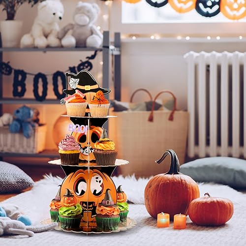 Miniatura 4 de 2 piezas de decoración de fiesta de autos de carreras de 3 niveles redondos de cartón para 24 cupcakes, niños y niños, dos regalos de fiesta de