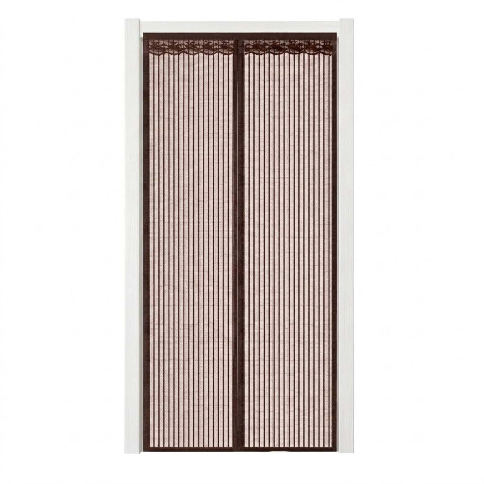 Moustiquaire magnétique porte marron 90x220 rideau fermeture auto