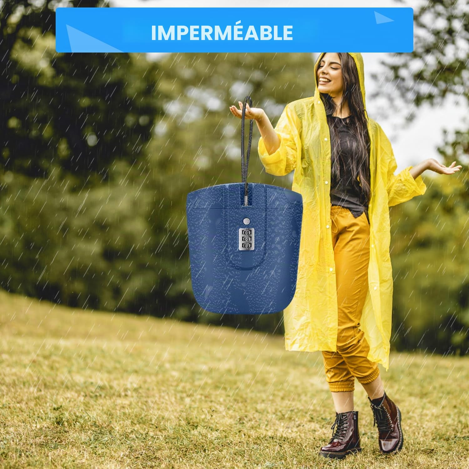 Coffre-Fort de Plage avec Serrure à Numéro, Coffre-Fort Antivol Portable pour la Plage, le Camping, les Voyages, le Sport, le Shopping (Bleu)