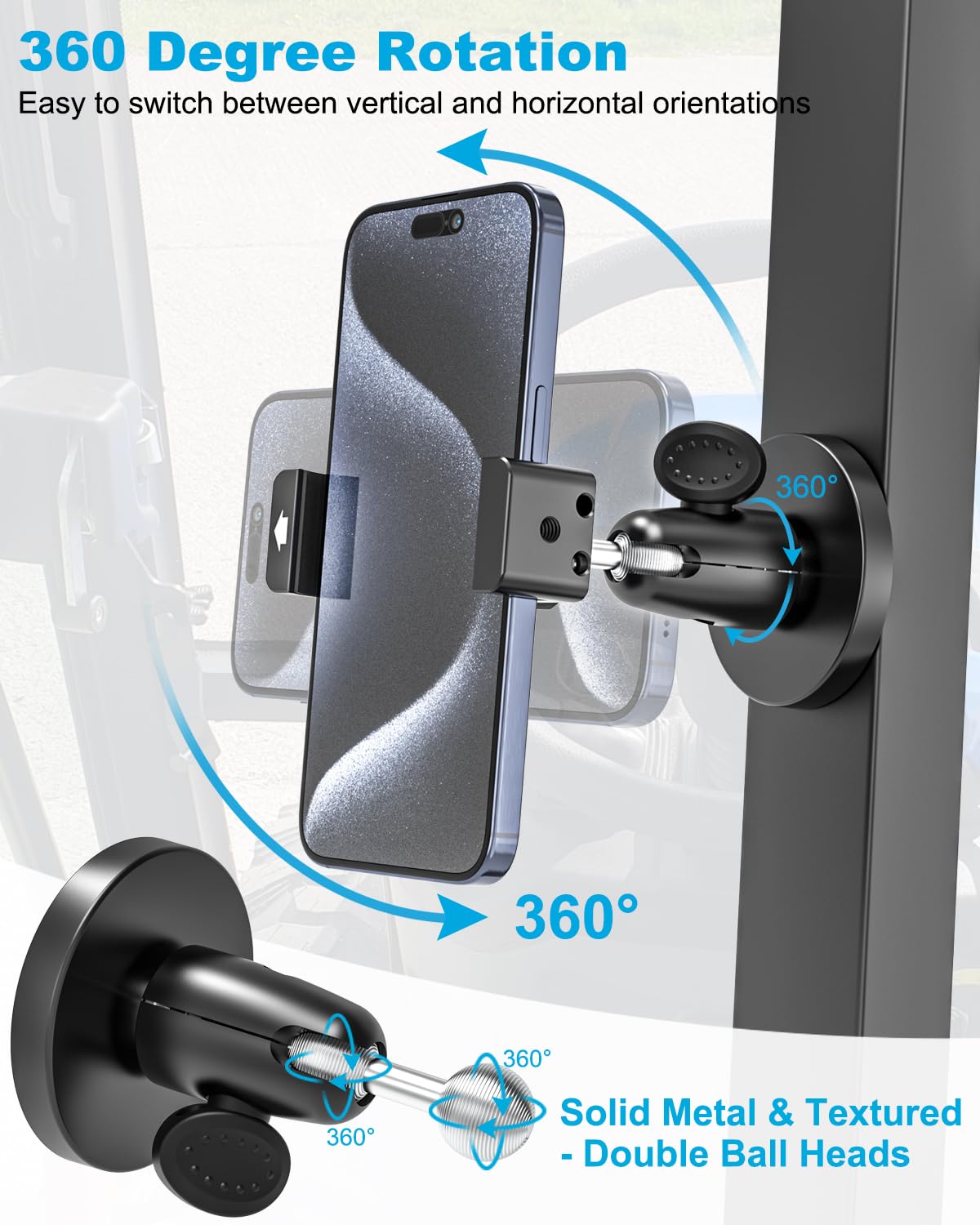 Soporte Móvil Tractor Magnético, 360° Rotación Soporte Telefono Tractor Agrícola, Porta Movil para Superficie Metálica Compatible con iPhone 17 Pro MAX Air/16/15/14/13/12, Más 4-7" Smartphone