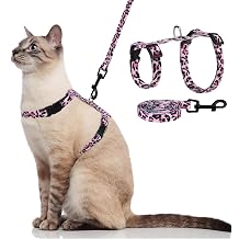 PAWCHIE Cat تسخير ومجموعة المقود، القطط الهروب إثبات قابل للتعديل هريرة خفيفة الوزن لينة في الهواء الطلق المشي السفر الحيوانات الأليفة تسخير آمن، جرو تسخير لفتاة القطط الأرنب أرنب كلب صغير، وردي م