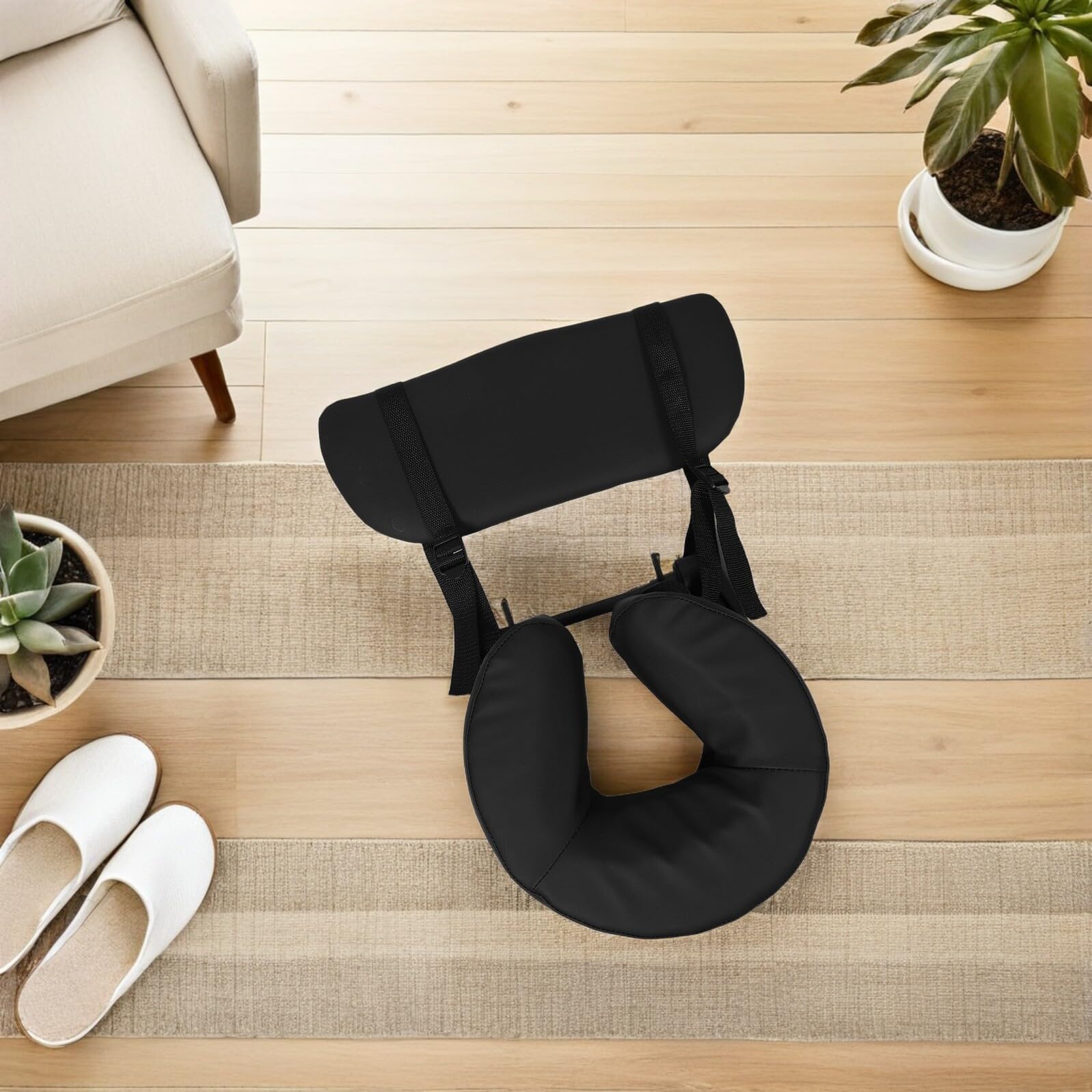Garneck Almohada Facial de Masaje U Forma Negra para Camilla, Cojín de SPA Orificio, Soporte Ergonómico para Cuello y Reposacabezas, Uso Profesional en Salones de Belleza y Terapias