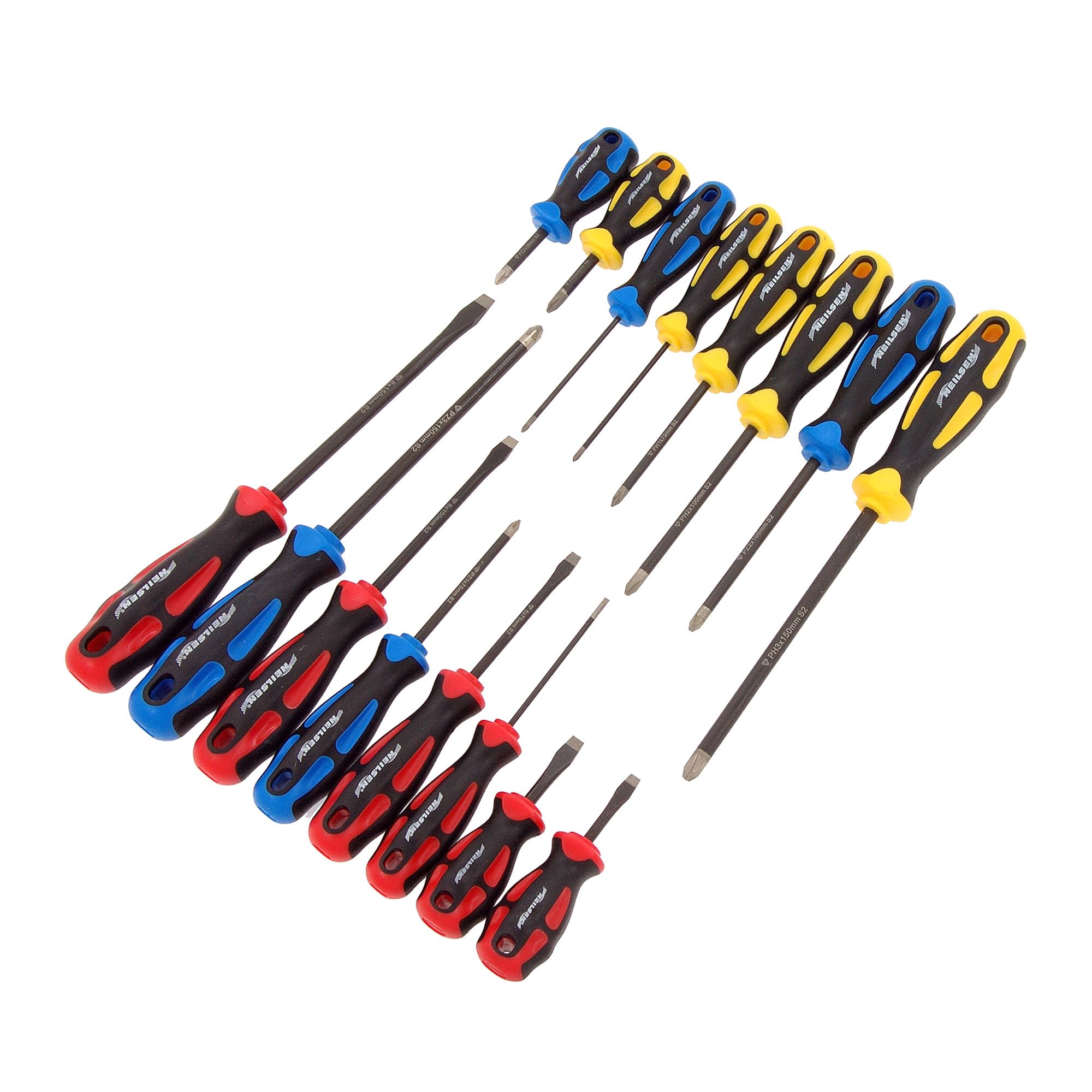 Neilsen CT6815 16pc Diamond Tipped Screwdriver Set – Slotted, Phillips & Pozi – Precision Hand Tools for DIY, Household & Professional Use