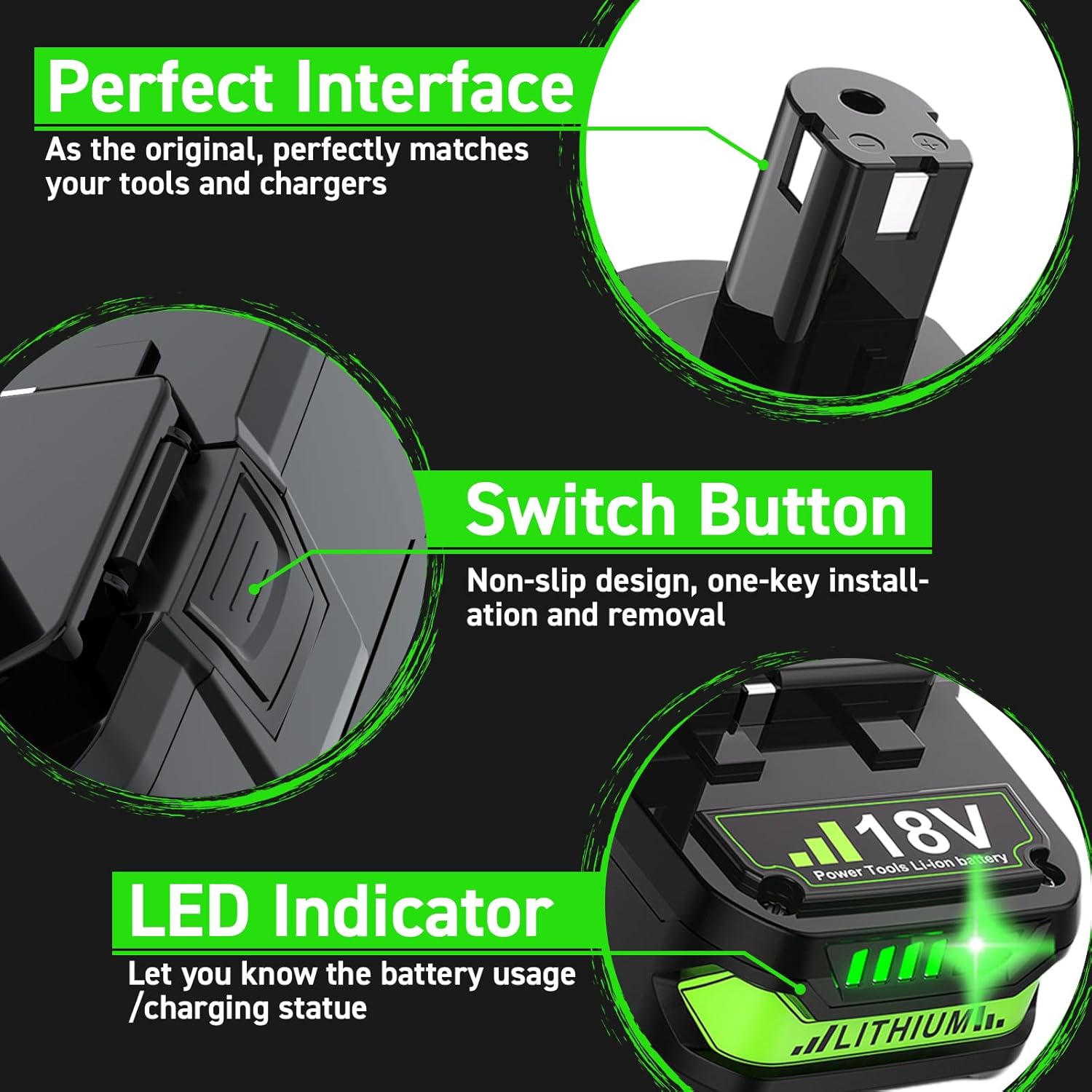 Bonadget Advanced 4Ah Battery for Ryobi 18V Battery ONE+ for Ryobi Battery 18V P102 P108 P189 PBP005 PBP006 PBP2005 P190 P197 Cordless Tool Lithium-ion 2PACK - Image 5