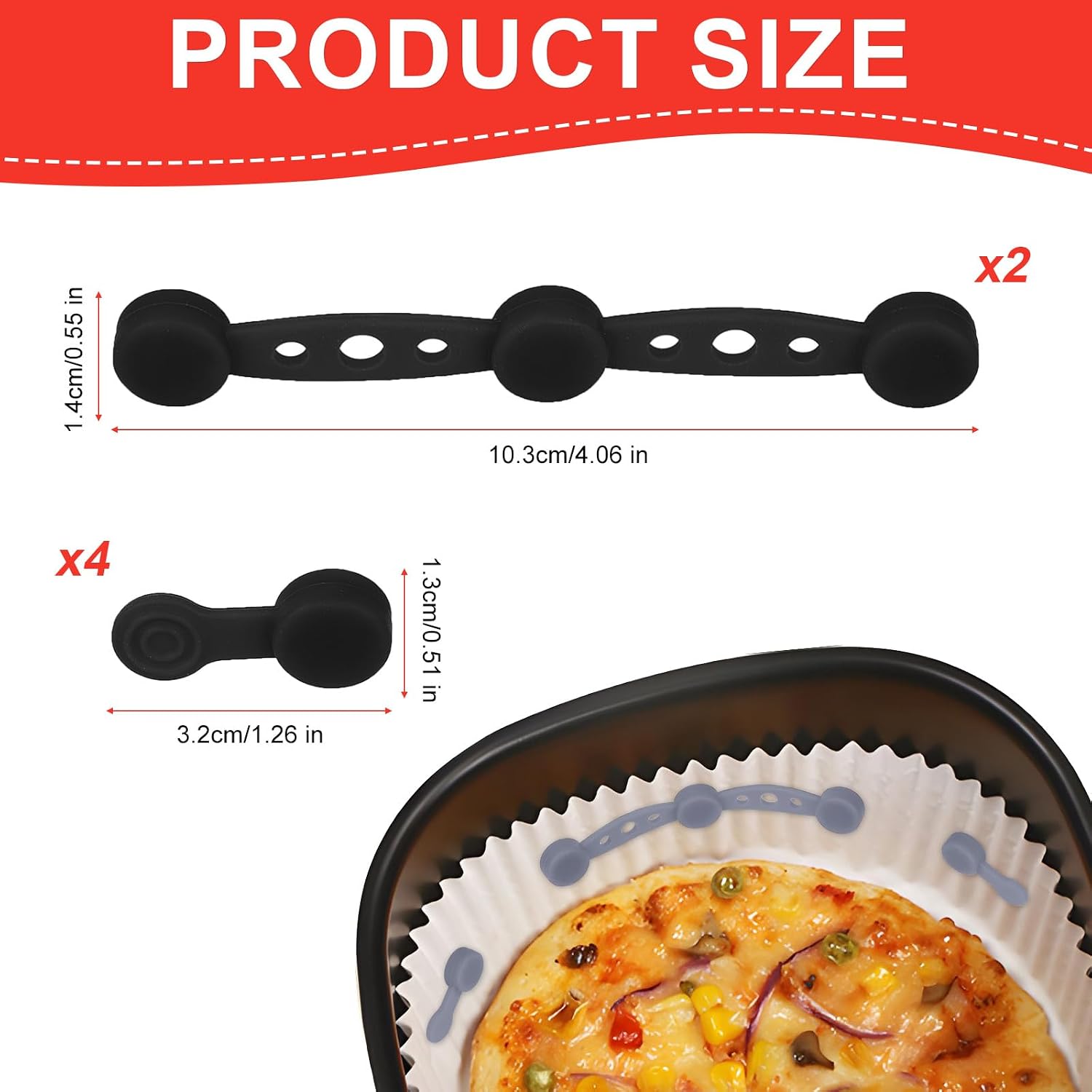 2 Sets Air Fryer Magnet Silicone Buckle, Air Fryer Liners Holder for Keeping Paper Liners in Place Accessories for Heat-Resistant & Prevent Paper Burns (Black) image 2