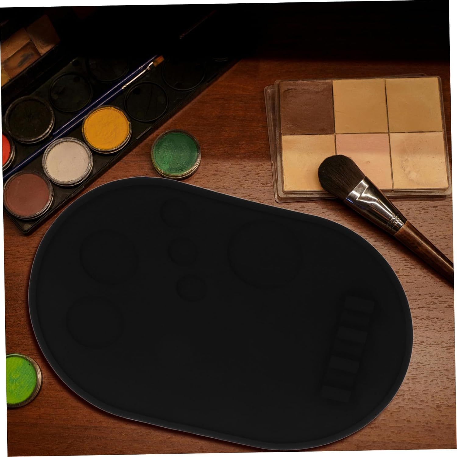 Nail Art Mixing Palette Makeup Palette Tray Brush Cleaning Mat Portable for Travel