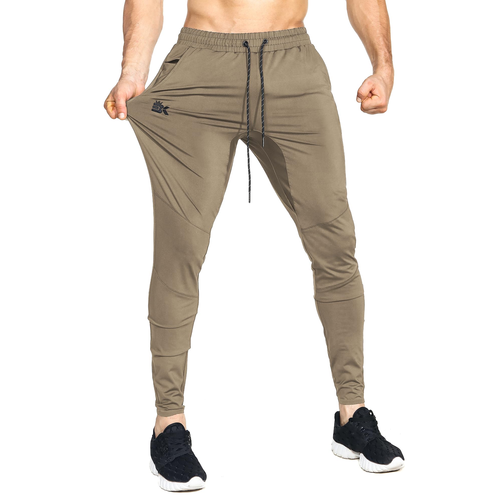 BROKIG Leichte Sporthose Herren Lang Slim Fit Trainingshose | Fitness Jogginghose Herren Polyester Jogger Herren, Sport Hose Herren Laufhose Sweatpants mit Reißverschlusstasche