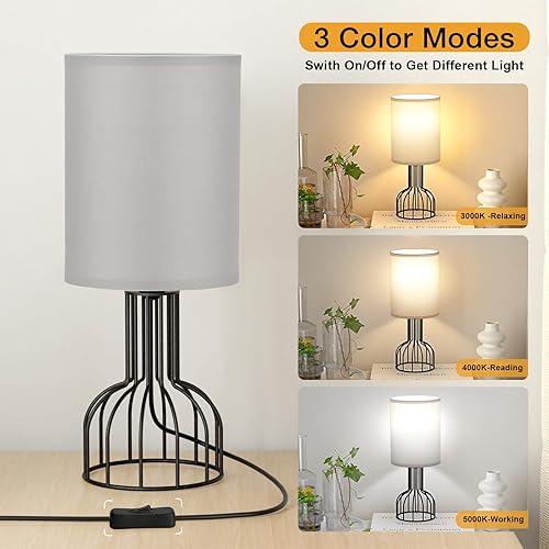 Miniatura 2 de Lámpara pequeña para dormitorio con regulación de 3 vías, moderna lámpara de mesa pequeña junto a la pequeña, lámpara de mesita de noche con base de