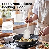 Vista 3 de Juego de cucharas de cocina de silicona grandes, 2 cucharas de servir resistentes al calor, cuchara de espátula antiadherente multifunción