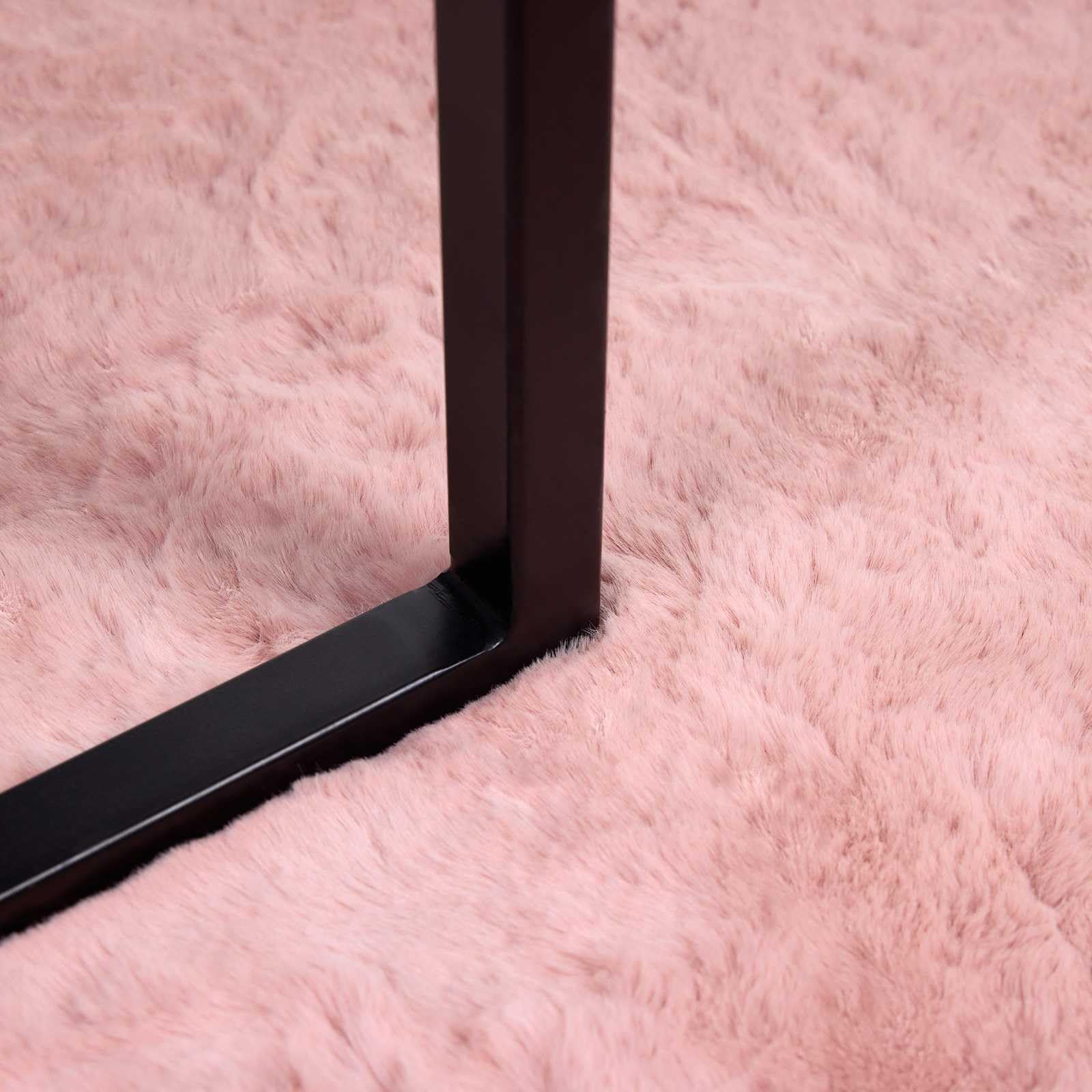 Olite Alfombra de pelo sintético de conejo, color rosa, 140 x 200 cm, extrasuave, rectangular, poliéster, duradera, para dormitorio y salón