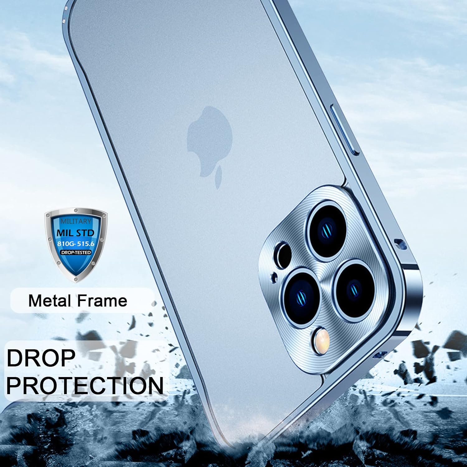 極薄 iPhone 14/14 Plus/14 Pro /14 Pro Max ケース【指紋防止 】アルミバンパー 半透明 PC 背