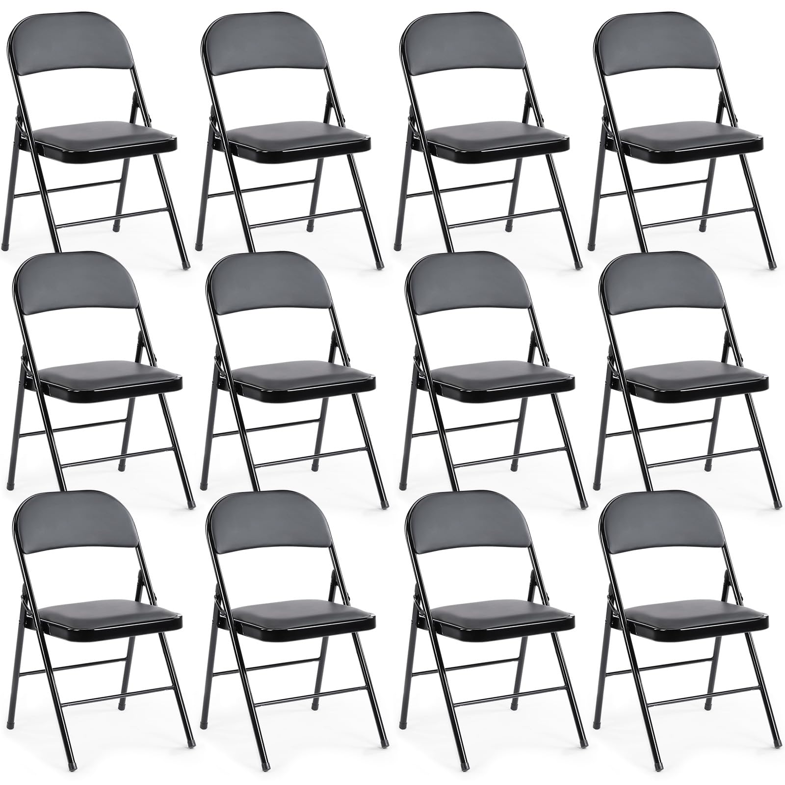 DUMOS 12 Pack Leather Padded Folding Chair