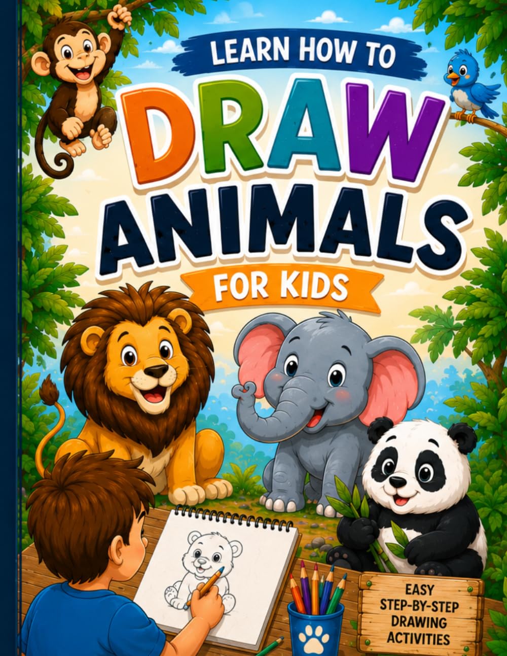 Learn How to Draw Animals for Kids: Fun & Easy Step-by-Step Drawing Activity Book for Kids, Beginners, Boys & Girls