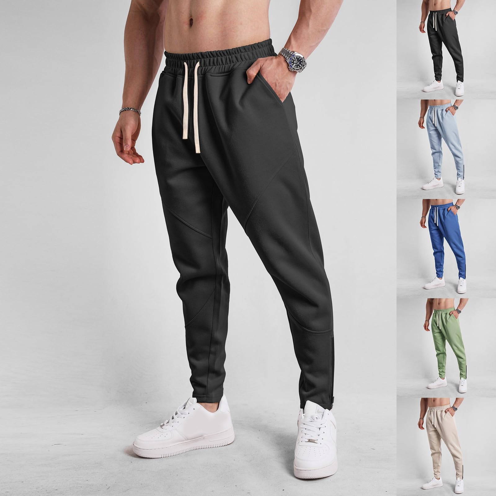 Pantalones de senderismo para hombre, robustos, multibolsillos, cómodos, esenciales, cargo, impermeables, informales, ajustados, con piernas estrechas