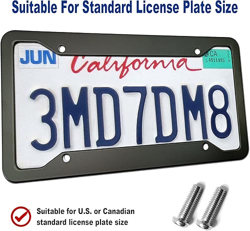 Miniatura 3 de BGGTMO Matte Black Aluminum License Plate Frames- 2 Pack Heavy Duty Car Tag Cover for Front & Rear, 4 Hole Rust Proof Universal Holder, Mount Screws