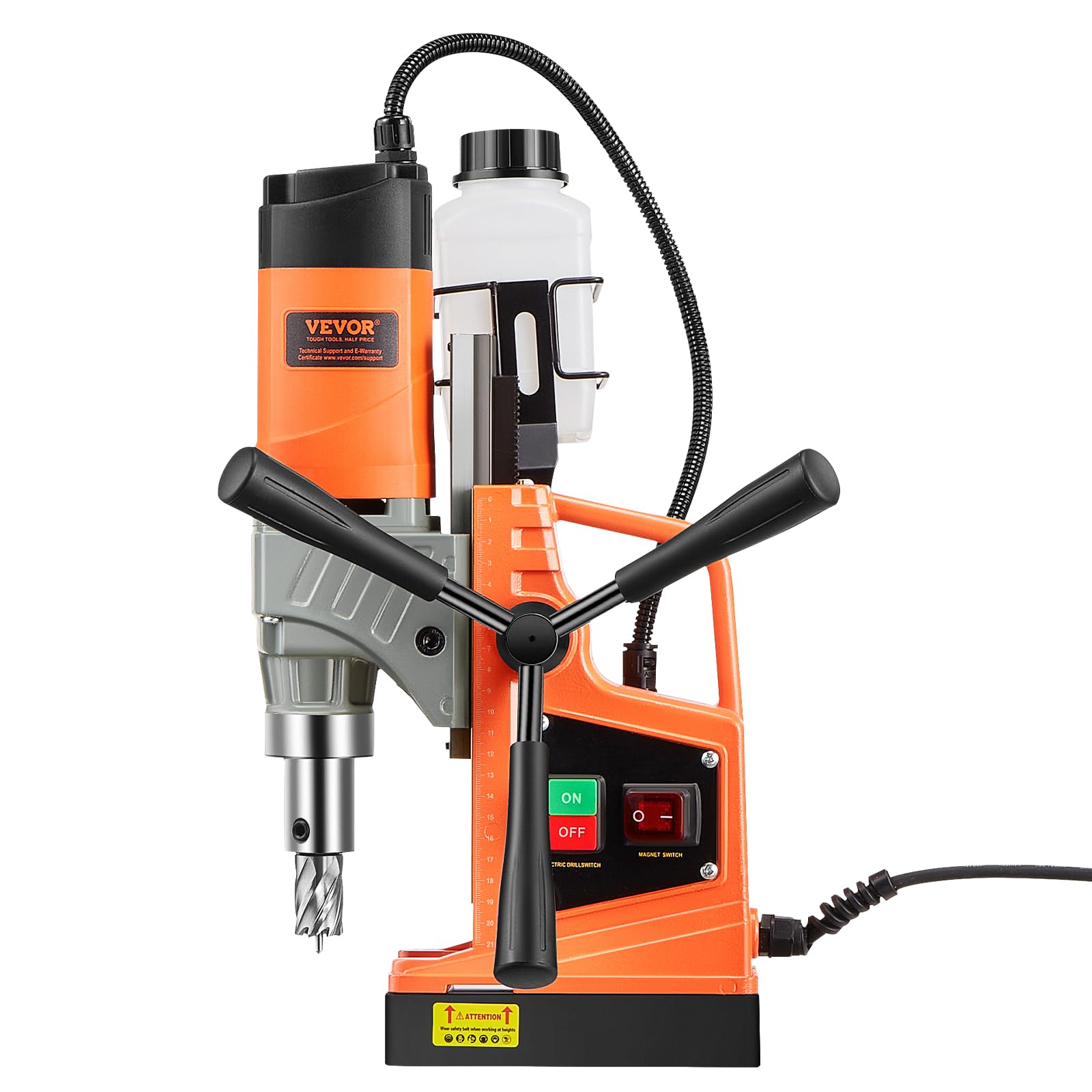 VEVOR Taladro Magnético 1450 W Taladro Prensa Portátil 12500N Velocidad continua de 850 rpm Diámetro del Orificio de Broca Central de 40 mm Profundidad de Perforación de 50 mm Taladro Electromagnético