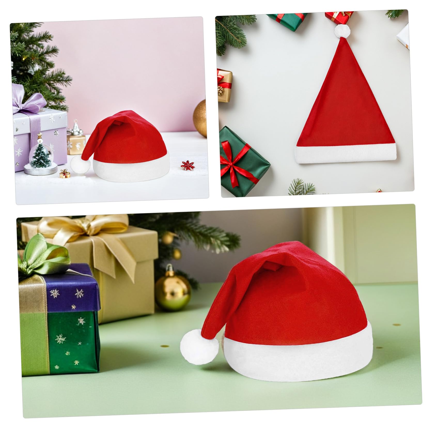 LABRIMP 25 Stück Teiliges Weihnachtsmützen aus Weichem Dickem Vliesstoff Klassische Rot-weiße Santa-hüte Ultraleicht und Tragbar als Festliche Kopfbedeckung und Weihnachtsdekoration für